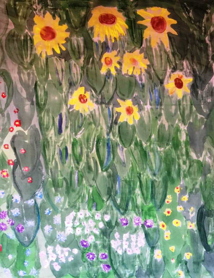 Pañuelo serie  "Homenaje a Klimt" de crepe satin 90 x 90 cm